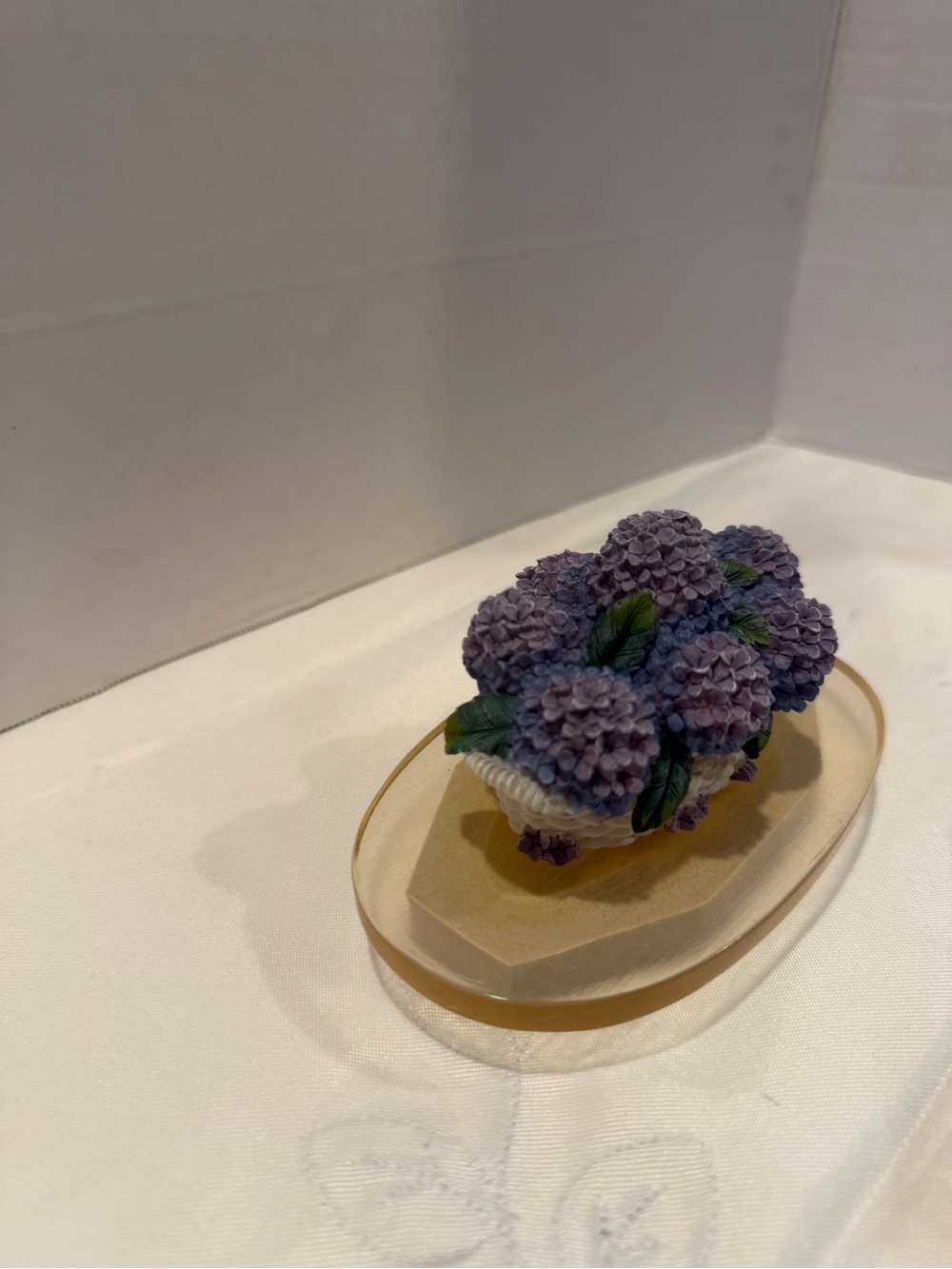 Lavender Hydrangea Floral Accent Vase with Gold Tray - Picture 3 of 5